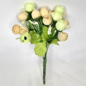 Ivory & Cream Spring Rosebud & Astilbe Bush 23cm