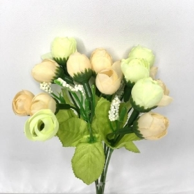 Ivory & Cream Spring Rosebud & Astilbe Bush 23cm