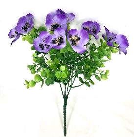 Purple Pansy & Eucalyptus Bush 30cm