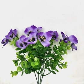 Purple Pansy & Eucalyptus Bush 30cm