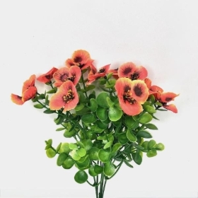 Orange Pansy & Eucalyptus Bush 30cm