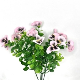 Pale Pink Pansy & Eucalyptus Bush 30cm