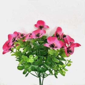 Hot Pink Pansy & Eucalyptus Bush 30cm