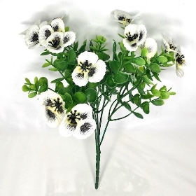 White Pansy & Eucalyptus Bush 30cm