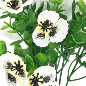 White Pansy & Eucalyptus Bush 30cm