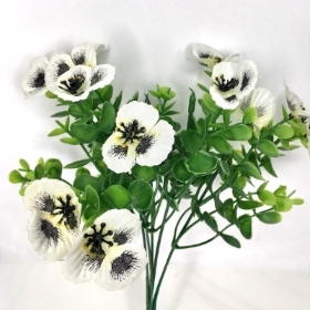 White Pansy & Eucalyptus Bush 30cm