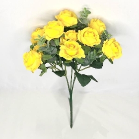 Yellow Rose & Eucalyptus Bush 29cm