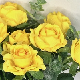 Yellow Rose & Eucalyptus Bush 29cm