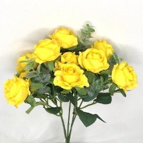 Yellow Rose & Eucalyptus Bush 29cm