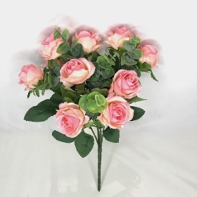 Pink Rose & Eucalyptus Bush 29cm