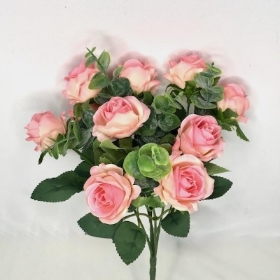 Pink Rose & Eucalyptus Bush 29cm