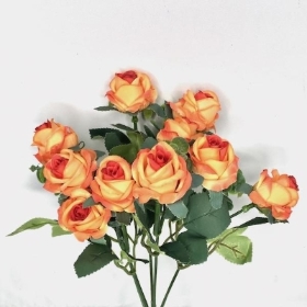 Orange Rose & Eucalyptus Bush 29cm