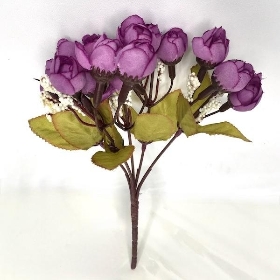 Purple Rosebud & Astilbe Bush 23cm