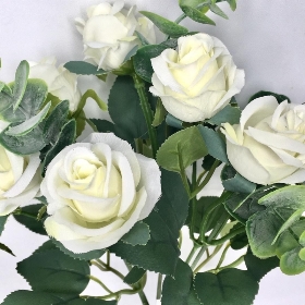 Ivory Rose & Eucalyptus Bush 29cm