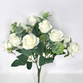 Ivory Rose & Eucalyptus Bush 29cm