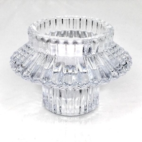 Clear Glass 2 Way Candle Holder 4.5cm