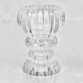 Clear Glass 2 Way Candle Holder 7.5cm