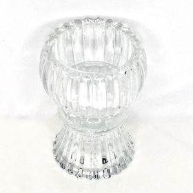 Clear Glass 2 Way Candle Holder 7.5cm