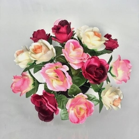 Pink & Burgundy Rose Grave Pot 25cm