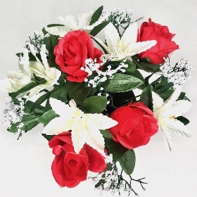 Red Rose & Lily Grave Pot 22cm