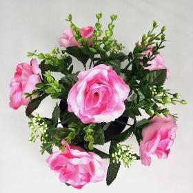 Pink Rose & Eucalyptus Rose Grave Pot 25cm