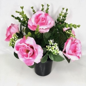 Pink Rose & Eucalyptus Rose Grave Pot 25cm