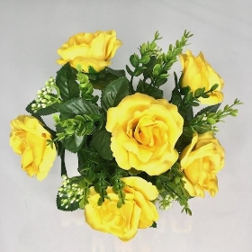 Yellow Rose & Eucalyptus Rose Grave Pot 25cm