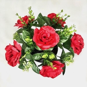 Red Rose & Eucalyptus Rose Grave Pot 25cm