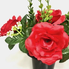 Red Rose & Eucalyptus Rose Grave Pot 25cm