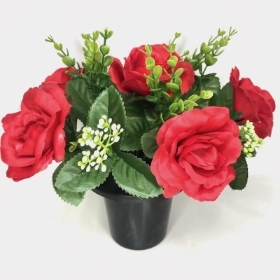 Red Rose & Eucalyptus Rose Grave Pot 25cm