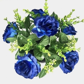 Blue Rose & Eucalyptus Rose Grave Pot 25cm