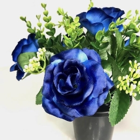 Blue Rose & Eucalyptus Rose Grave Pot 25cm