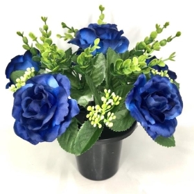 Blue Rose & Eucalyptus Rose Grave Pot 25cm