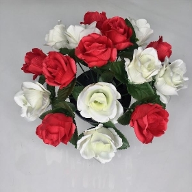 Red & White Rose Grave Pot 25cm