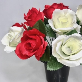 Red & White Rose Grave Pot 25cm