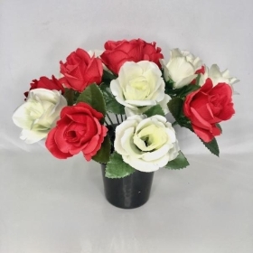 Red & White Rose Grave Pot 25cm