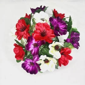 Red White & Purple Anemone Grave Pot 22cm