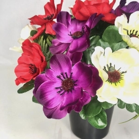 Red White & Purple Anemone Grave Pot 22cm