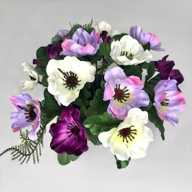 Purple Lilac & White Anemone Grave Pot 22cm