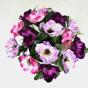 Purple Pink & Lilac Anemone Grave Pot 22cm