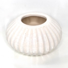 White Ribbed Pot 15cm