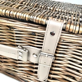 Grey 4 Person Tweed Hamper 46cm