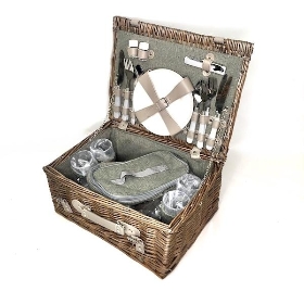 Grey 4 Person Tweed Hamper 46cm