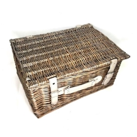 Grey 4 Person Tweed Hamper 46cm