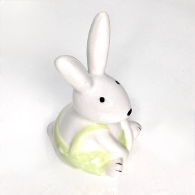 Ceramic Sitting Easter Rabbit Green 11cm