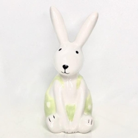 Ceramic Sitting Easter Rabbit Green 11cm