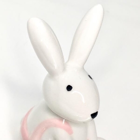 Ceramic Sitting Easter Rabbit Pink 11cm