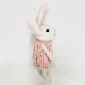 Felt Rabbit With Flowers 18cm