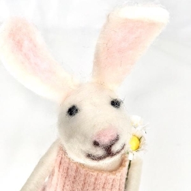 Felt Rabbit With Flowers 18cm