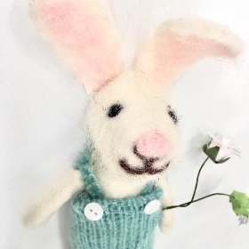 Felt Rabbit With Flowers 18cm